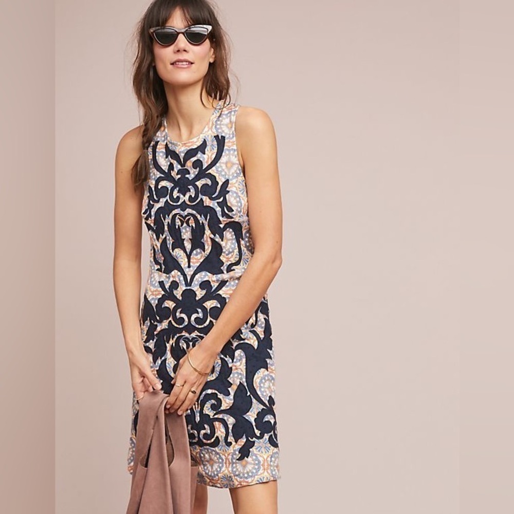 NWT Anthropologie x Vanessa Virginia Mosaic Embroidered Shift Dress - US 2P